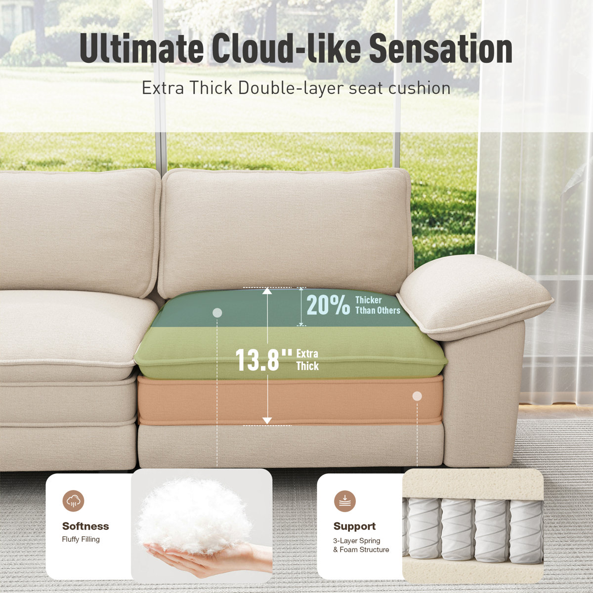 Deep Seat Sofa Chair With Throw Pillow